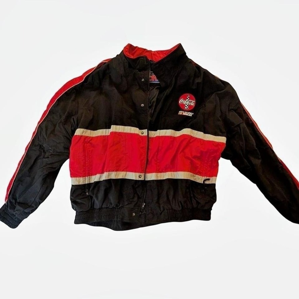 Nascar Coca Cola‎ Black Red Vintage Racing Jacket Hidden Hood XL Streetwear